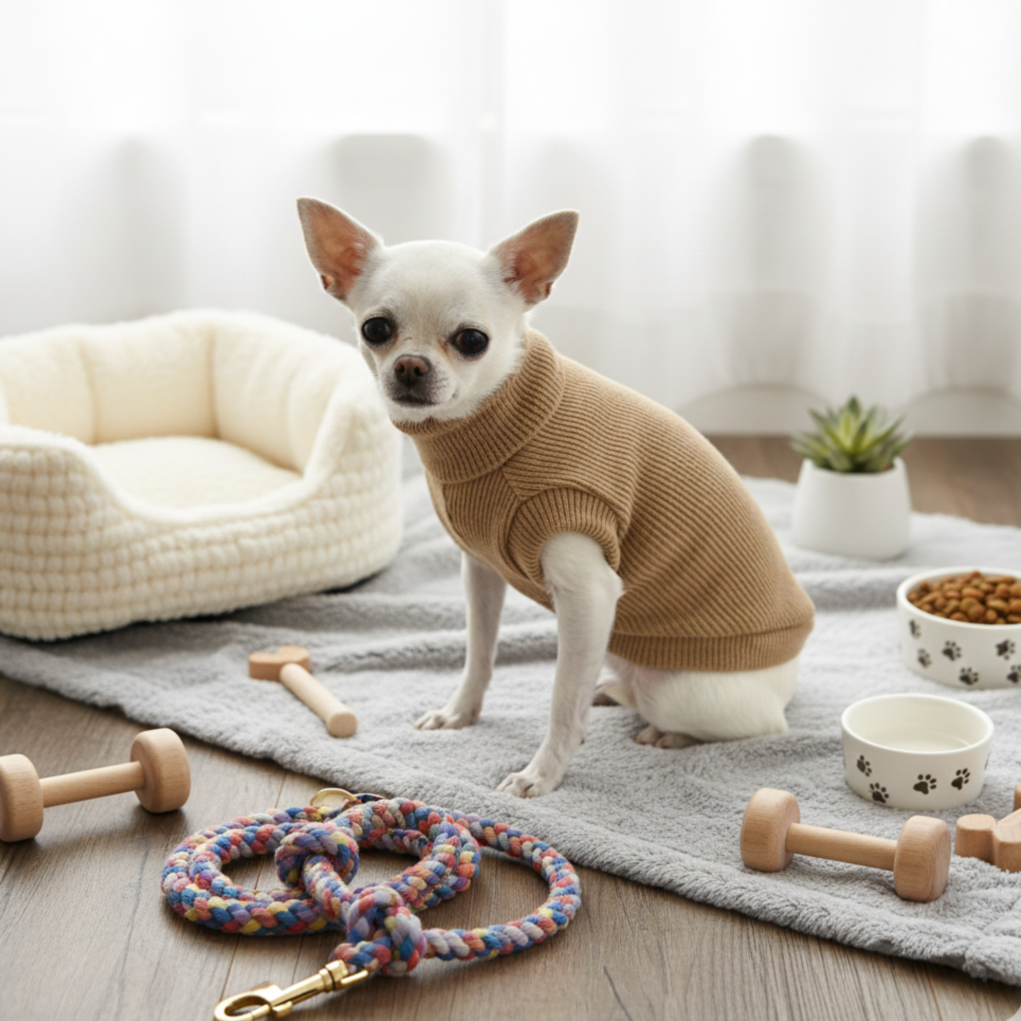 Maglione Bianco Lana Merino per Cani